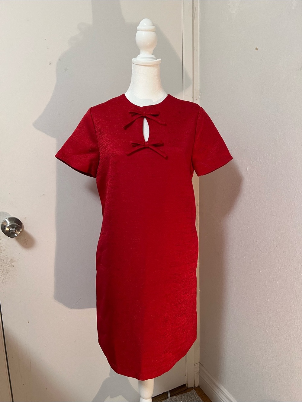 Karen Millen Red Bow-Accent Shift Dress
